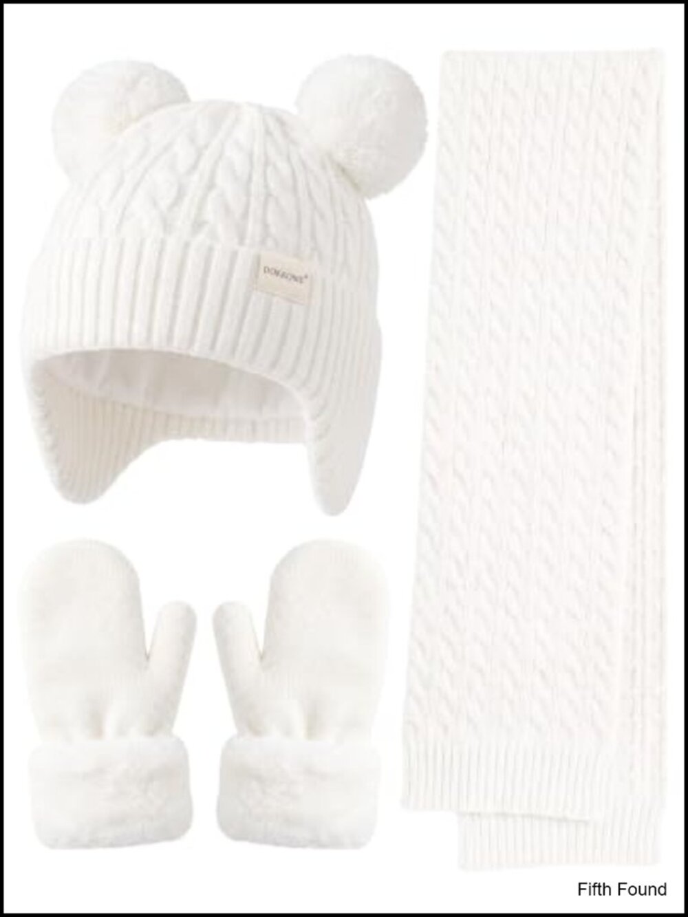 Toddler Kids Winter Beanie Mittens Scarf Set Fleece Lined Knit 3 Pc